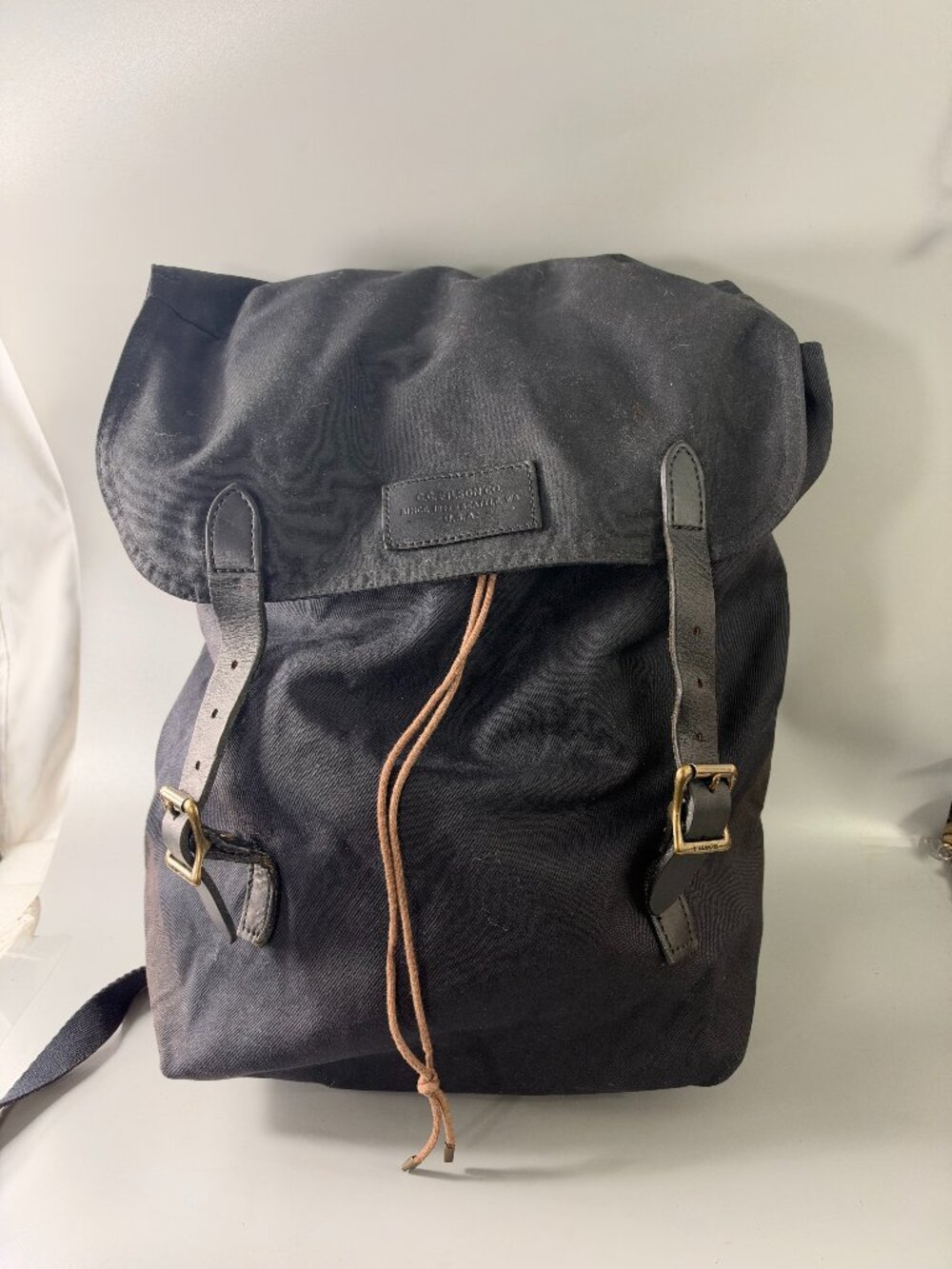 Filson Black Canvas with Black Leather Rucksack